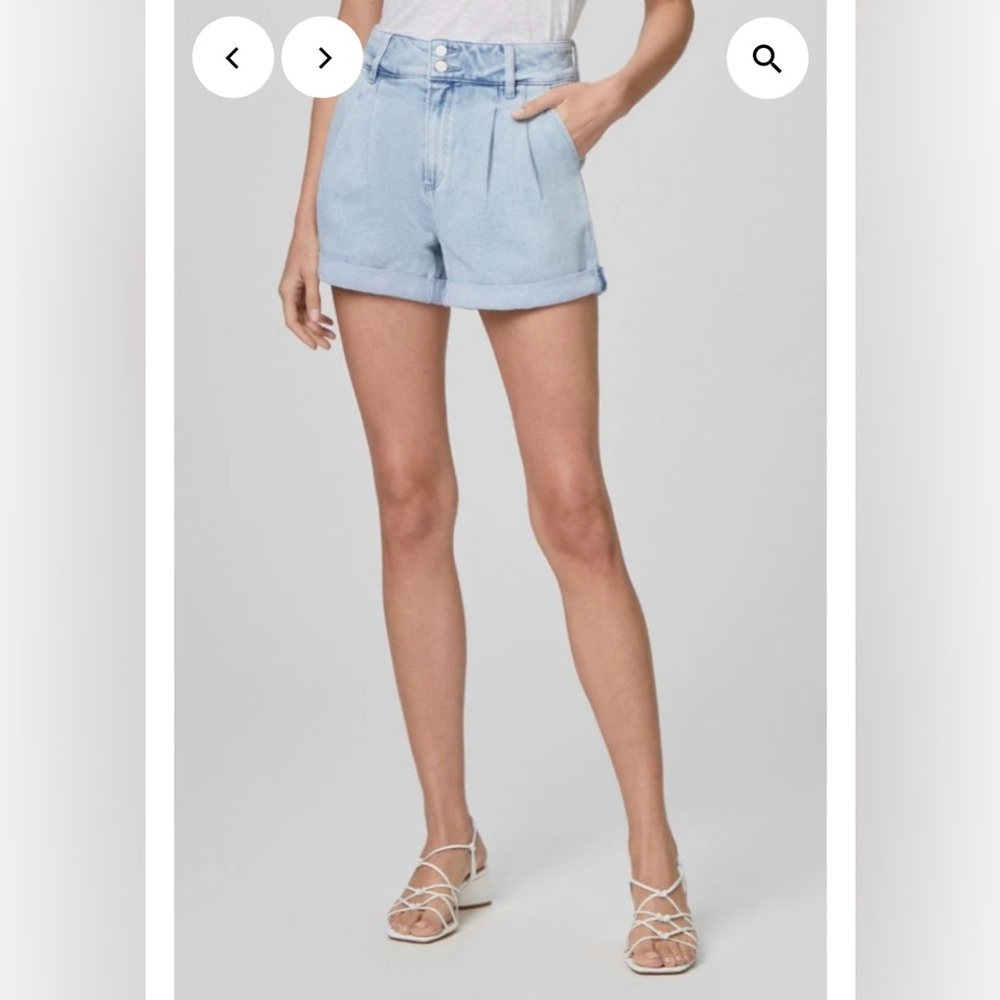 PAIGE Light Blue Rolled Hem Denim Shorts